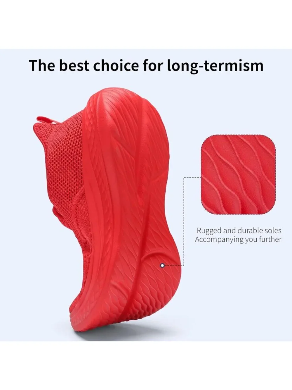 Men's Red Running Shoes Slip On Walking Shoes Non Slip Lightweight Sneakers